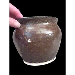 Hartman Pottery Studio Art Vase Johnathan Hartman 5" Tall Maroon Brown